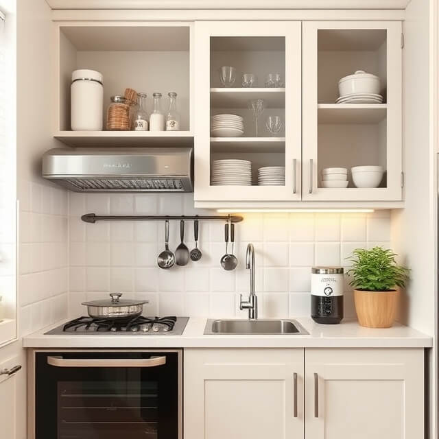 kitchen white cabinet stacking