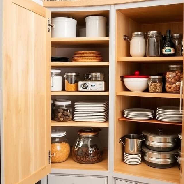 Right Technique for stacking a kitchen cabinet.
